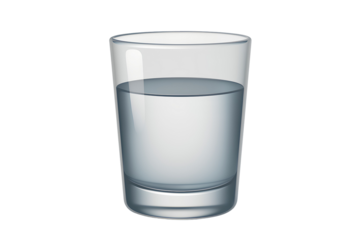 3D Water Glass Icon – Half-Filled Transparent Cylinder for Hydration, Wellness, and Minimalist Themes
