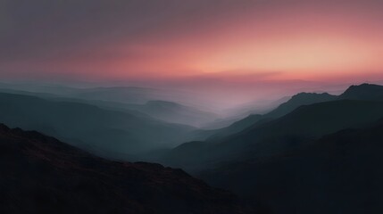 Fototapeta premium Serene mountain landscape at dusk with a muted atmospheric sky