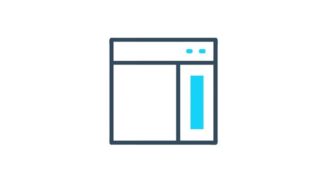 Simple application window icon with sidebar in blue tones