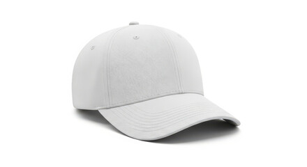 Fototapeta premium A Clean White Baseball Cap Isolated on a White Background Perfect for Mockups and Designs with a Focus on Simplicity and Modern Style for Sportswear Branding