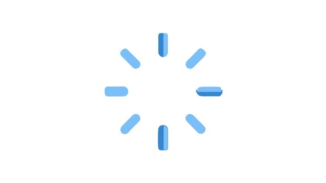 Blue circular loading icon against a stark White Background