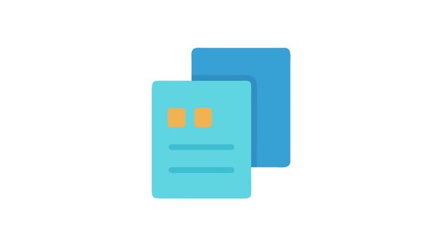 Blue papers with orange rectangles over White Background
