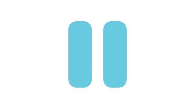 Simple light blue pause icon on a White Background