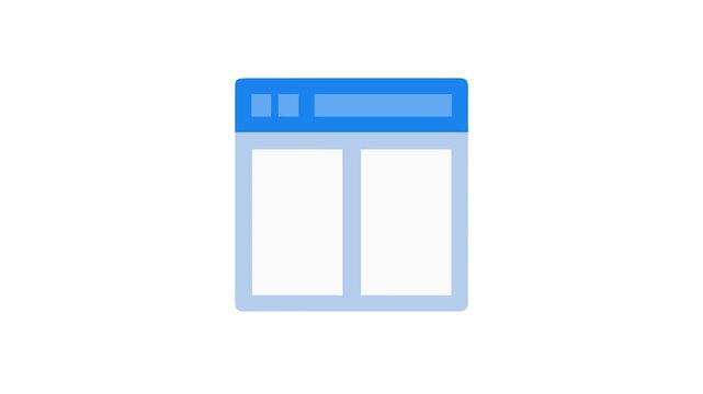 Simple blue split screen browser window on White Background