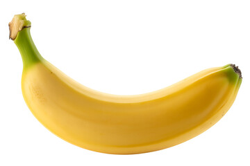 Single ripe banana isolated on a pure white background