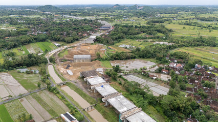 Construction of a toll road is underway in Bawen, Central Java, amid lush scenery