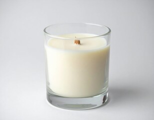 Scented White Candle in Glass Holder for Premium Household Object and Relaxation Concept