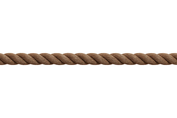 Thick brown twisted rope isolated on white background