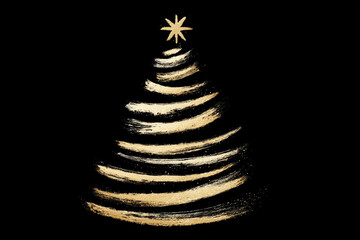 Golden Tree on Black Background with Glitter