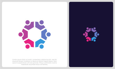 Abstract people colorful logo icon design minimal style illustration. community logo icon vector isolated.	
