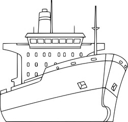 a minimalist line drawing of a ship, vector
