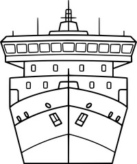 a minimalist line drawing of a ship, vector
