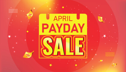 Vibrant vector design for a "Payday Sale" with bold yellow text on a calendar icon, set against a red-orange background.