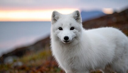 Fototapeta premium Arctic fox white coat blend