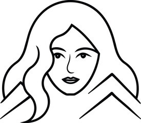 Woman Face Blending with Mountain Lines Illustration on Transparent Background