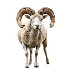 a Dall Sheep (Ovis dalli dalli) ram with full curl, in motion, running jumping in a Wildlife-themed, photorealistic illustration in a PNG, cutout, and isolated. Generative A