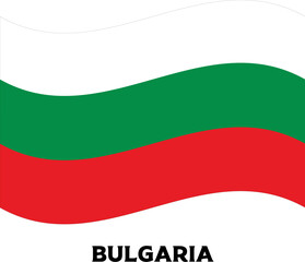 Waving Bulgaria Flag Illustration – National Tricolor Banner with White, Green, and Red Stripes