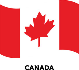 Waving Canada Flag Illustration &ndash; National Maple Leaf Banner with Red and White Stripes