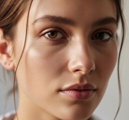 Visage d'une jeune femme sans maquillage au naturel
