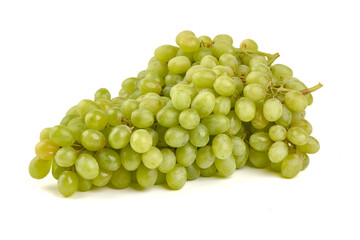 Green grapes bunch, isolated on white background