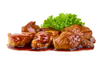 Teriyaki Chicken with Lettuce, isolated on white background