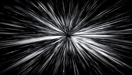 Obraz premium Abstract monochrome illustration depicting a radiant burst of light or energy emanating from a central point