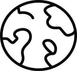 Simple Line Art Icon of Earth Globe Showing Continents for Global Business and Travel Concept

