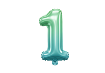Isolated balloon number 1 with green gradient for birthday or anniversary event decor
