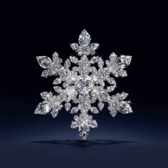 Fototapeta premium A Stunningly Detailed Snowflake-Shaped Gemstone Comprehensive Design Showcasing the Beauty and Intricacy of Crystal Artistry in a Dark Background