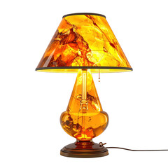Elegant amber glass table lamp casting warm, inviting light