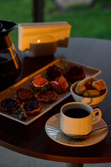 A Delightfully Delicious Breakfast Spread Featuring Fresh Pastries and Rich Coffee
