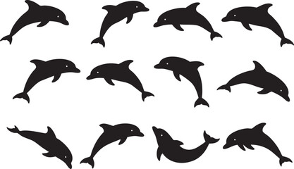 Dolphin fish animal silhouette. Good use for symbol, logo, mascot, web icon, sticker design, sign, or any design you want. Easy to use.