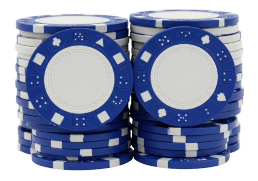 Isolated casino poker chips stacks with card suits design elements for gambling and betting