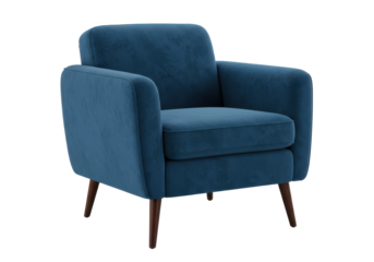 Isolated blue fabric chair on its own modern furniture accent seat single no people