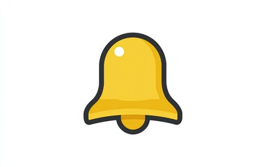 Fototapeta premium A simple, stylized illustration of a gold bell with a dark outline on a white background