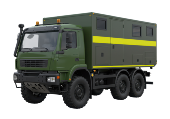 Isolated six-wheeled truck, army transport vehicle, equipment, green, industrial, transport