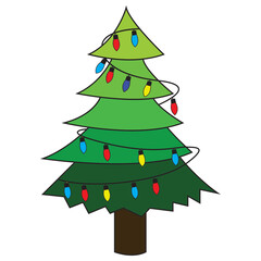 Christmas tree with christmas lights vector illustration