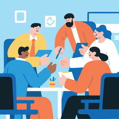 modern flat design illustration Staff Meeting