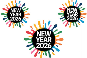 colourful splatter New year 2026 PNG