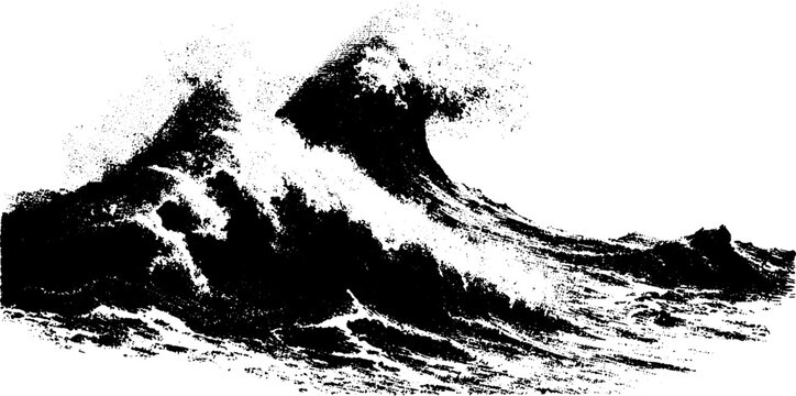 Abstract wave in black and white high contrast design for poster or print