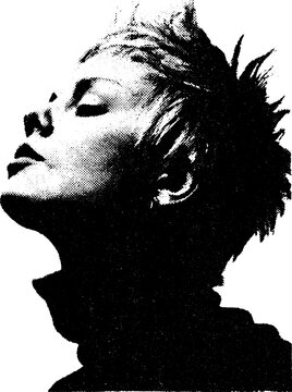 Black and white high contrast portrait of artistic female