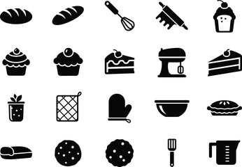 Baking Silhouette Set | Bakery Tools Vector Icons & Cooking and Pastry Clipart