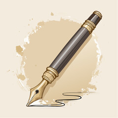 Vintage fountain pen writing on paper illustration 1.