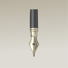 Vintage Fountain Pen Nib Illustration Isolated.