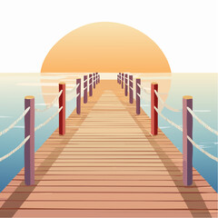 Wooden Pier Extending into the Ocean.