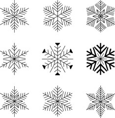Obraz premium Collection of Intricate Black and White Snowflake Designs .