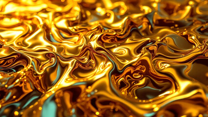 Luxurious Liquid Gold Waves and Metallic Fluid Texture