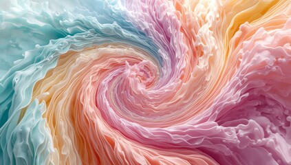 Colores suaves y texturas onduladas se entrelazan en un remolino vibrante, llenando el espacio con una energ&iacute;a tranquila y creativa en esta obra abstracta