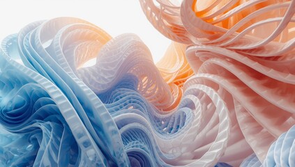 Formas fluidas y colores suaves crean un paisaje abstracto en un entorno digital, evocando calma y armon&iacute;a en el arte contempor&aacute;neo