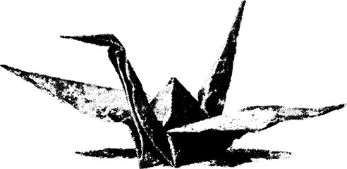 High contrast black and white origami crane design for artistic projects